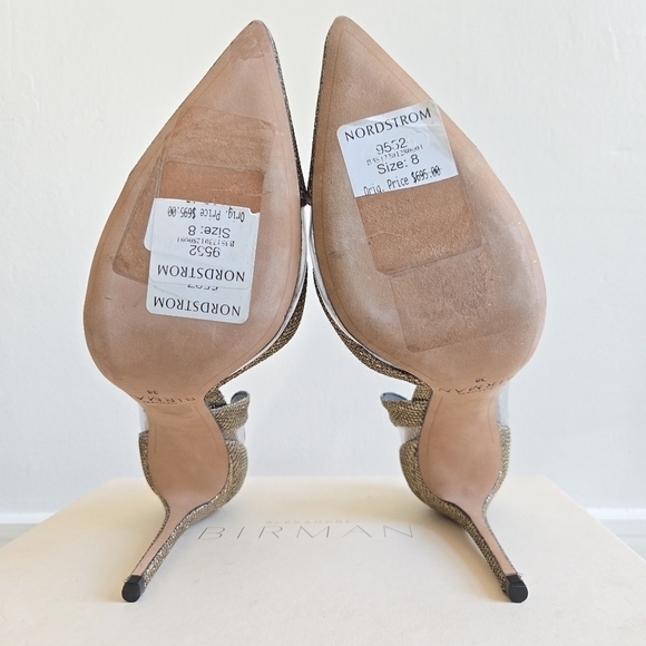 New Alexandre Birman Gold Metallic PVC Stiletto Heels NWT Size 8 US/38 EU - Picture 8 of 10
